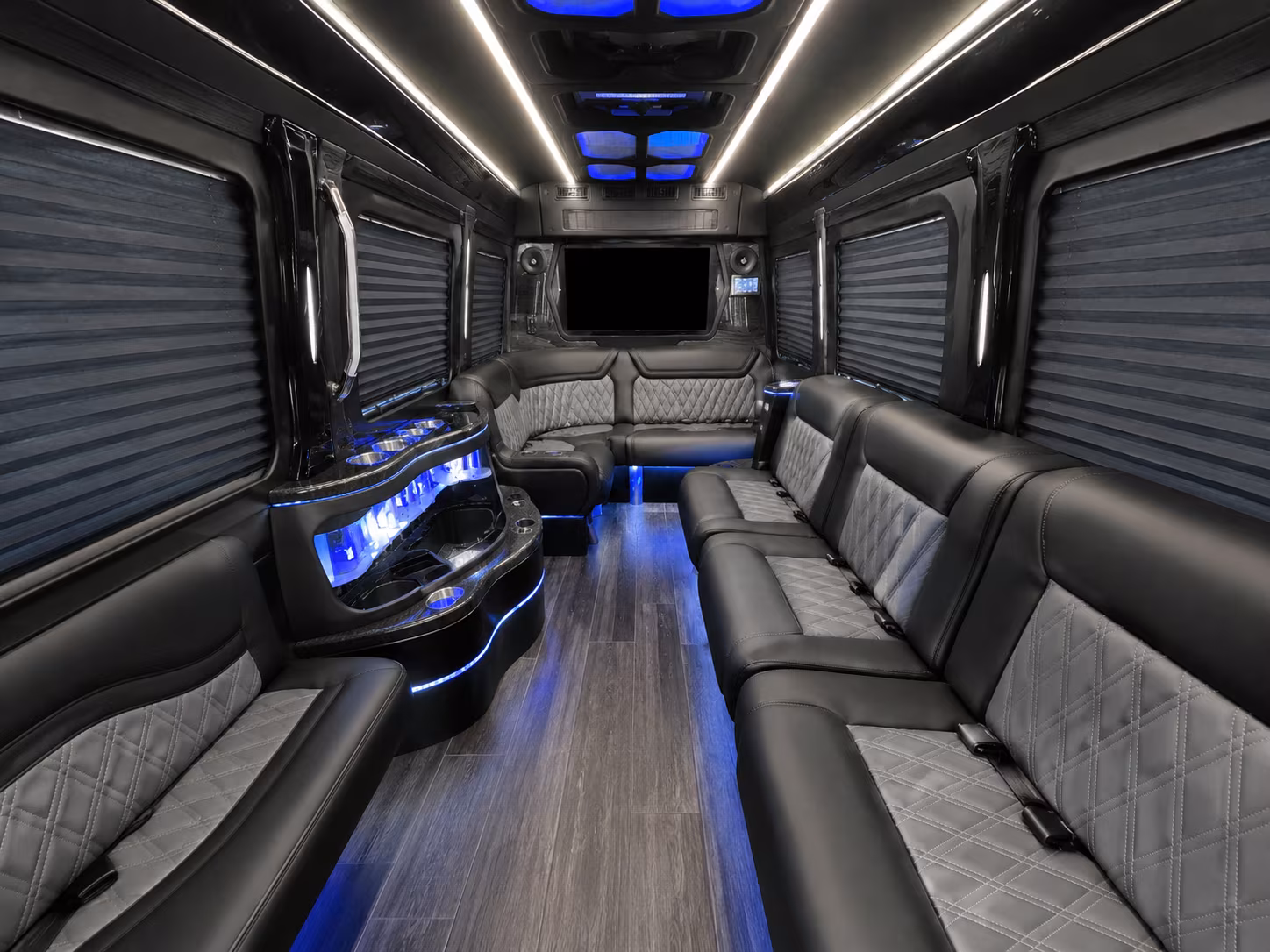 burbank 40 passenger party bus inside