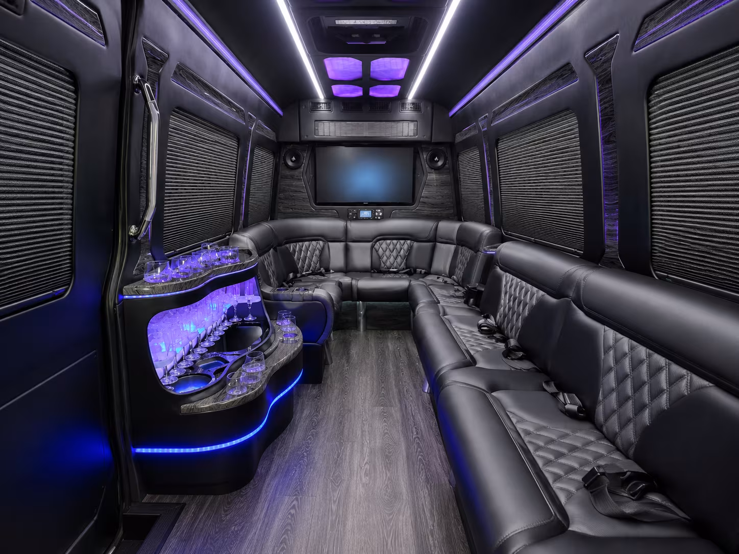 burbank 40 passenger party bus interior