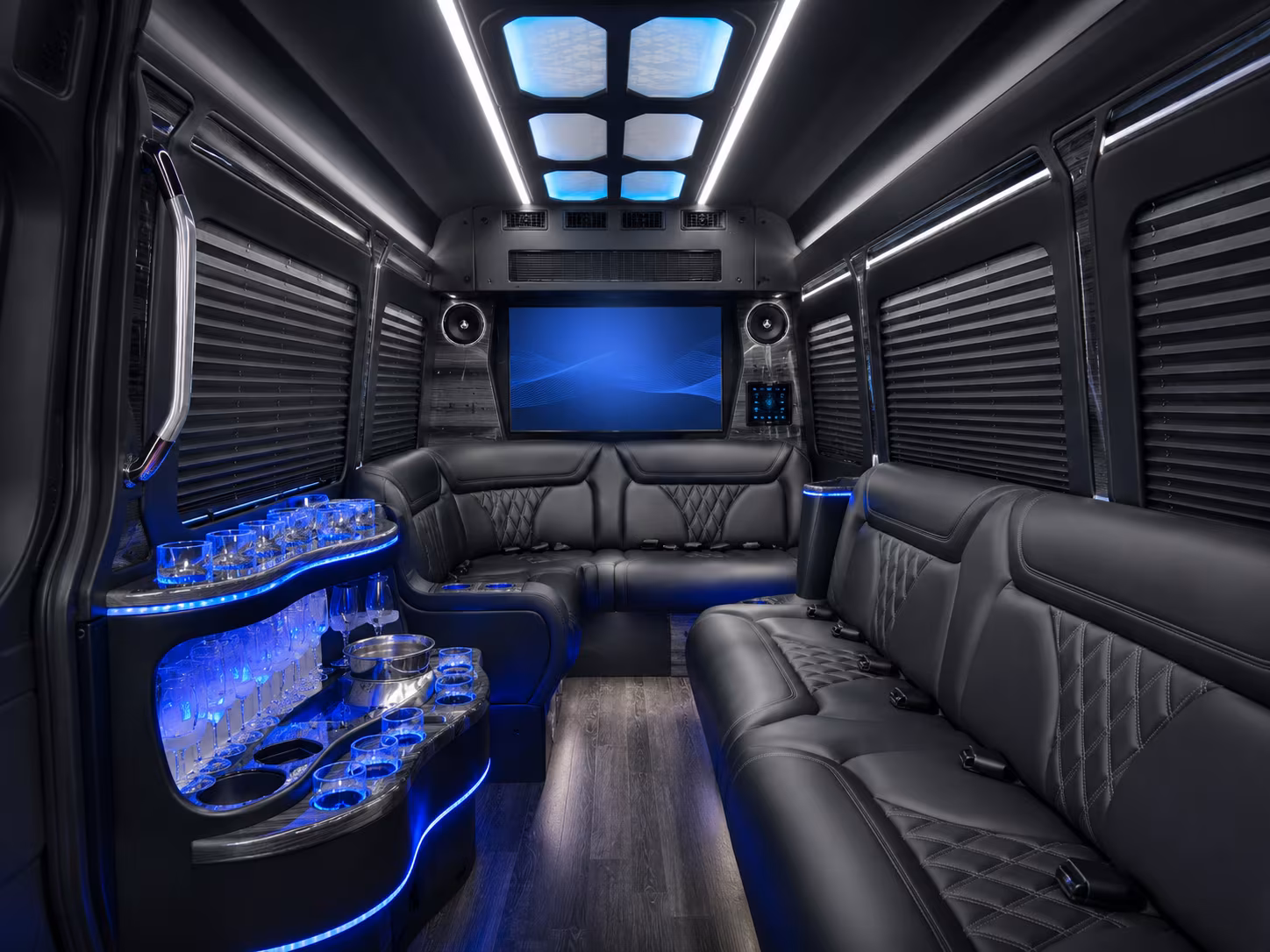 burbank 50 passenger party bus inside