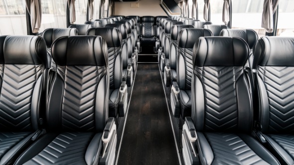 55 passenger charter bus inside beverly hills